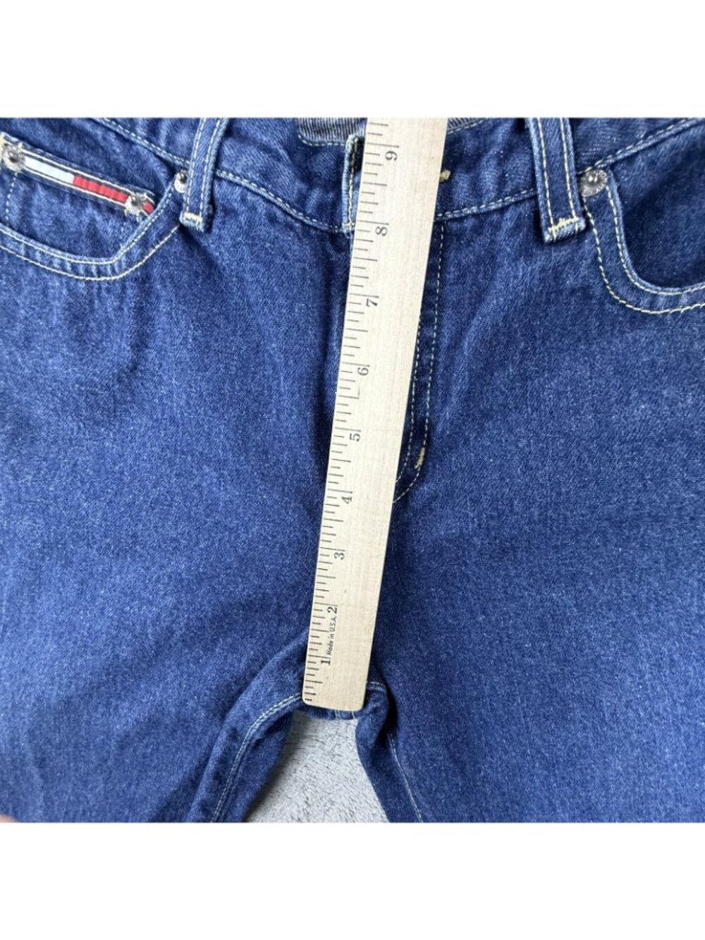 Vintage Tommy Hilfiger Jeans Womens 7 Blue Straight Leg Mid Rise Denim Y2K Flag - Picture 15 of 16
